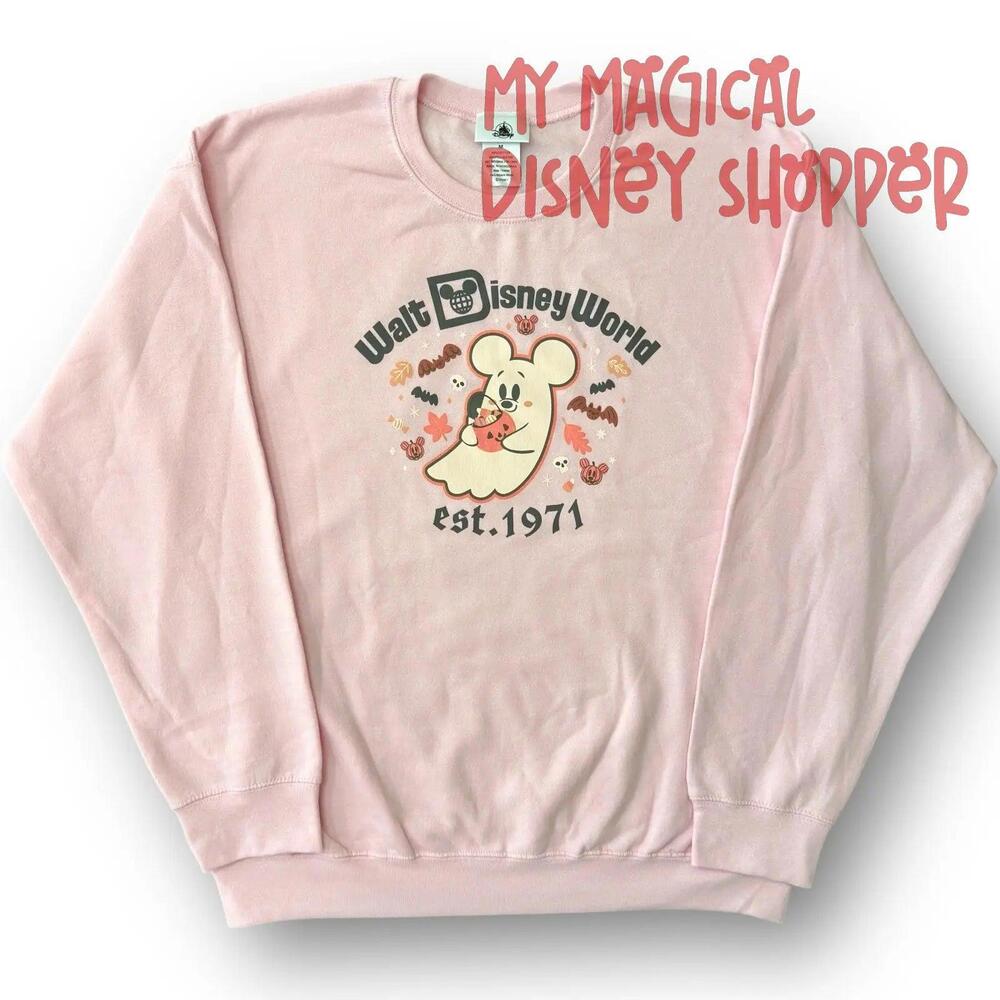 Walt Disney World Mickey Mouse Cutie Ghost Pink Pullover Sweatshirt - Large